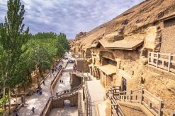 Paranomic view of Mogao Caves in China