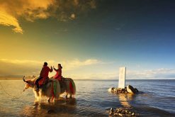 Sunset of Qinghai Lake in China Silk Road Tour